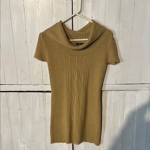 Mandee Tan Cowl Neck Sweater with Ribbed Knit